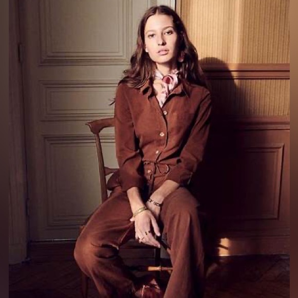 Sezane Pants - Sezane Mocha Ben Jumpsuit - Size 42